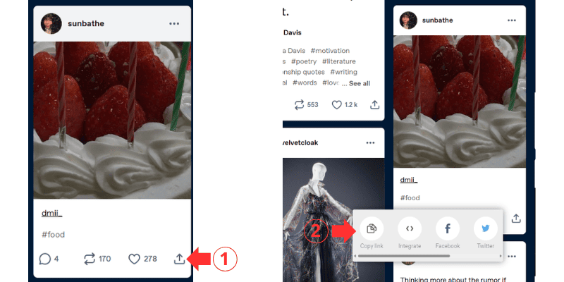 copy the link of the post containing images